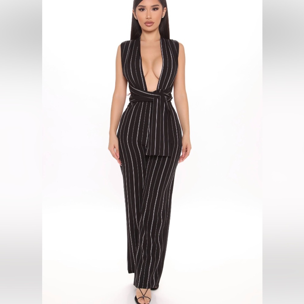 Never worn pinstriped jumpsuit